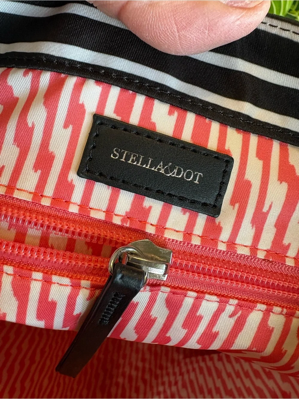 Stella & Dot Black and White Striped Backpack Purse
